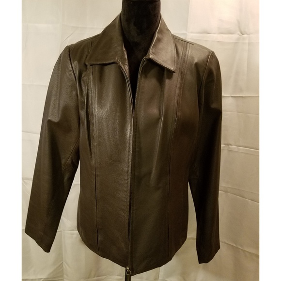 Jackets & Coats Womens Dark Brown Leather Jacket Sz